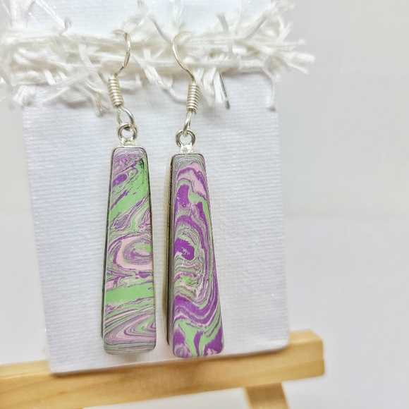 Jewelry - 925 Silver & Mosaic Jasper Earrings